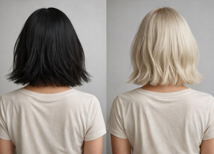 Changing hair color from black to platinum blonde