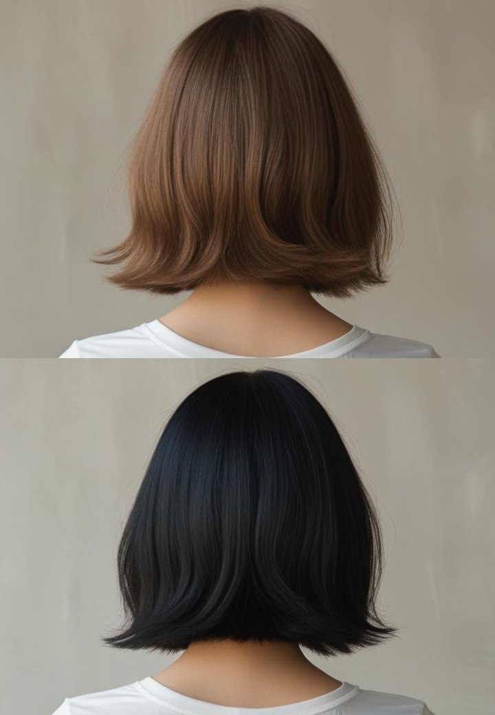 Brown to black hair color transition