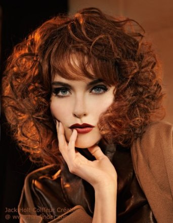 curly hair with bangs