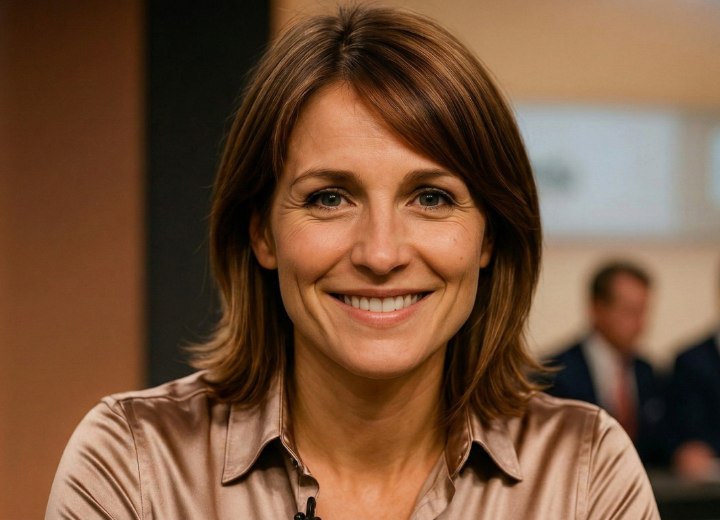 Layered look hairstyle for television journalists and newscasters