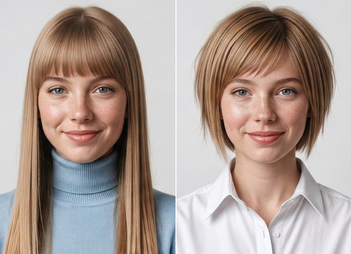 Long to bob hair transformation