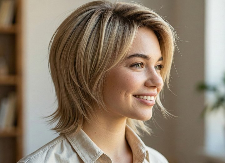 Medium-length layered hair