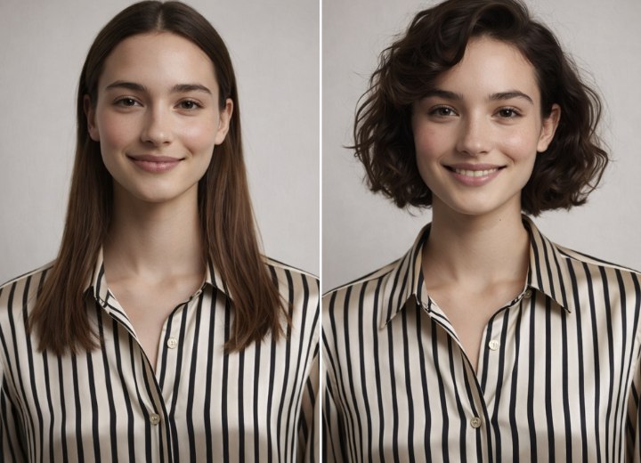 Perm hair makeover - Long straight hair to short wavy hair transformation