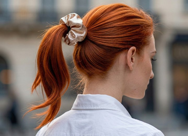 Ponytail with a scrunchie