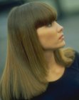 blunt cut bangs long hair style