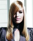 Blonde hair with tapering and a low side part