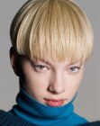 short hair and unfolded turtleneck