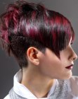 Very short hairstyle with clipper cut back and sides for women
