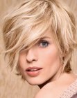 Casual short hairstyle with layers and long bangs