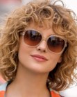 Curly blonde bob
