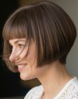 Short bob with short straight-across bangs