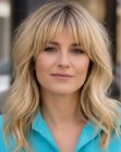 Long blonde hair with waves