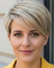 Blonde pixie with side-swept bangs