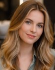Long honey-blonde hair with waves
