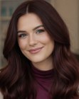 Long dark red hair with waves