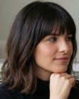 Brown long bob with bangs