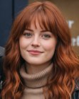 Long red wavy hair