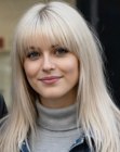 Long and sleek platinum blonde hair