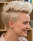 Daring platinum blonde pixie cut