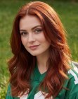 Long and wavy red hair