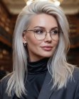 Long platinum blond hair