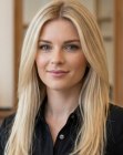 Long and straight blonde hairstyle