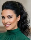 High ponytail with curls