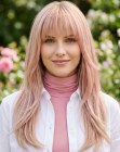 Blonde hair with pink tones