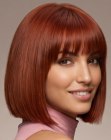 Bone straight hair in a bob