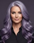 Long and wavy lavender hair