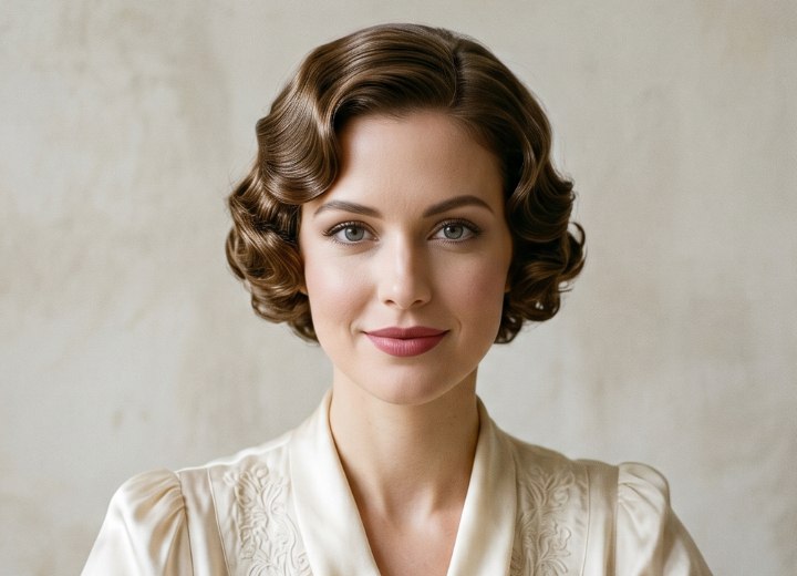 Short and shiny 1930s hairstyle