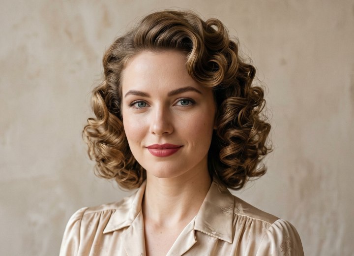 Late 1940s hairstyle with curls