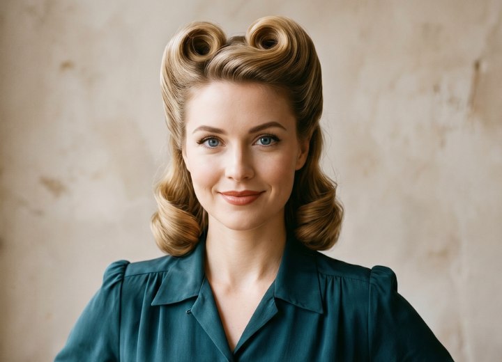 1940s hair with victory rolls