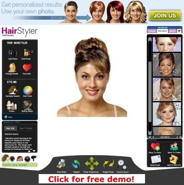 virtual hairstyler for up-styles