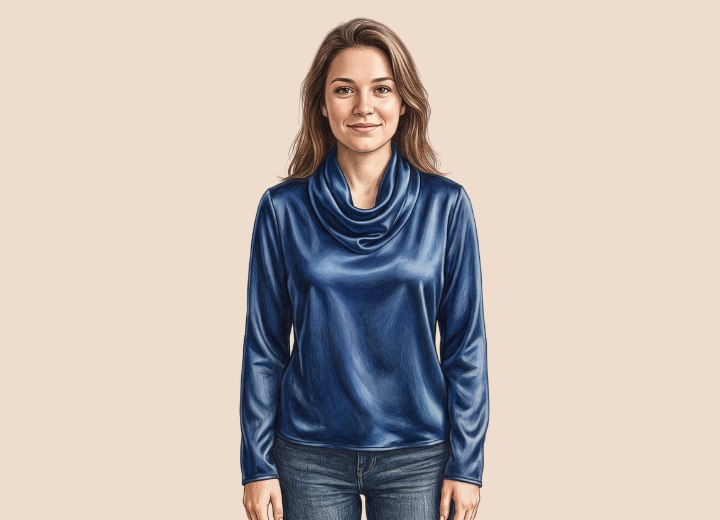Silk cowl-neck blouse