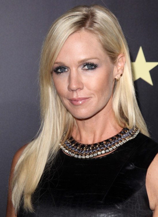 Jennie Garth  At age 40 with long stylish hair tucked 