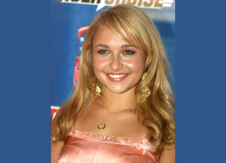 Hayden Panettiere | Smooth long hairstyle with layers and a diagonal fringe