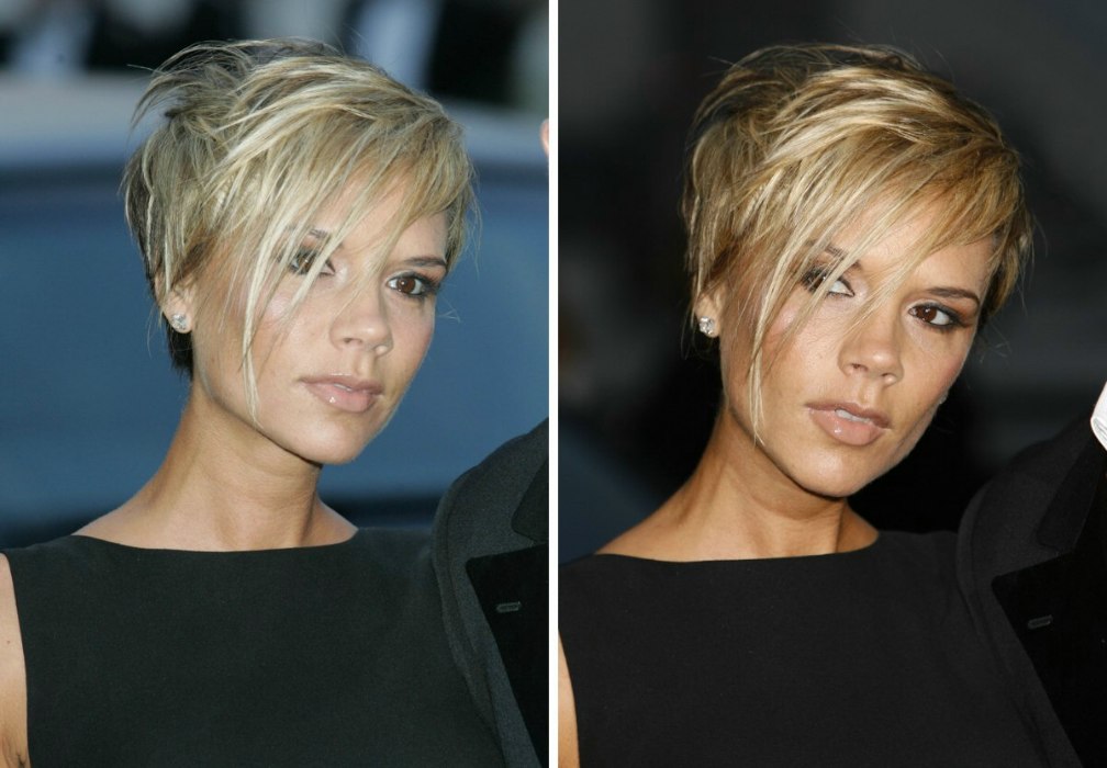 Victoria Beckham Short Straight Hairstyle with Side Swept Bangs
