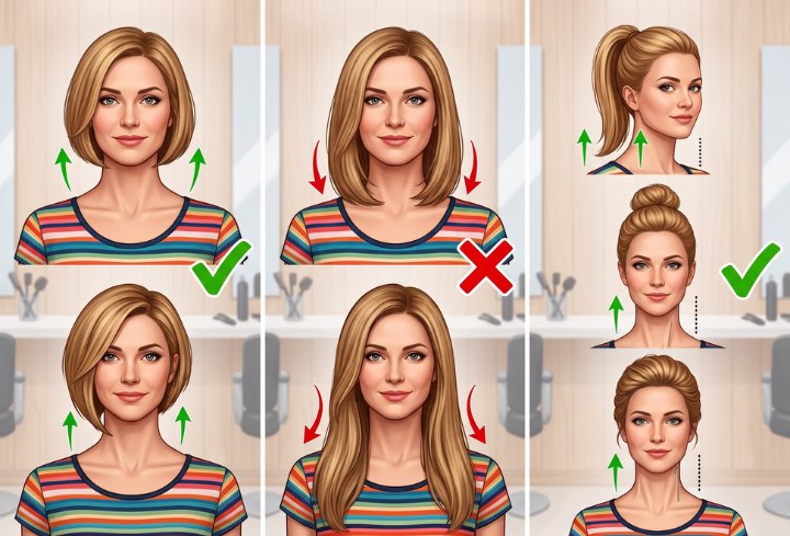 Frisuren für Frauen mit kurzem Hals