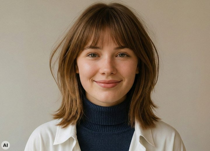Haare und Kleidung für Frauen mit einem schmalen Gesicht