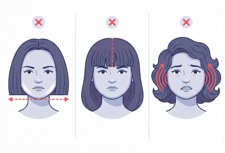 Frisuren-Details, die du bei einem runden Gesicht vermeiden solltest