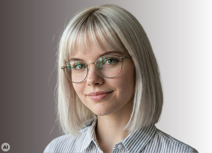 Umstyling von langen auf kurze Haare f&uuml;r eine Brillentr&auml;gerin &ndash; Bob