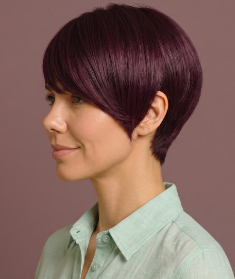 Cabello rojo borgoña - Vista lateral