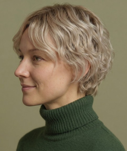 Estilo práctico de lavar y listo para cabello corto - Vista lateral