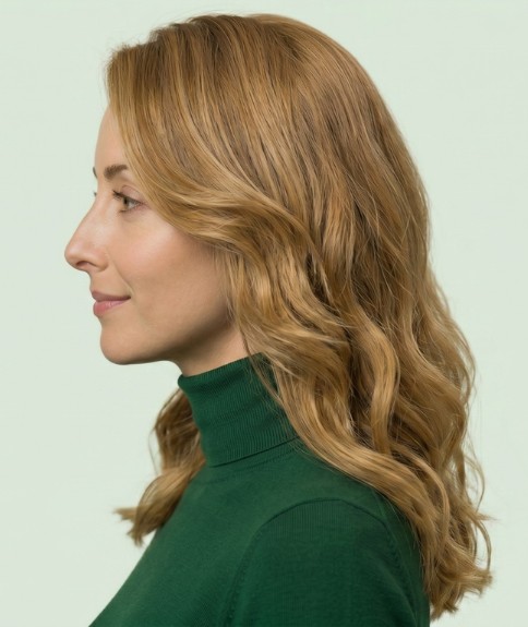 Cabello largo con tonos rubio champán