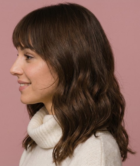 Melena larga con ondas suaves a la clavícula