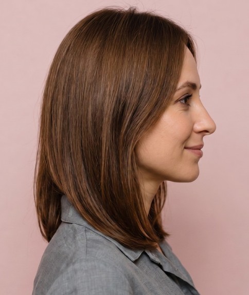 Cabello a la altura de los hombros con una vibración de los años 70