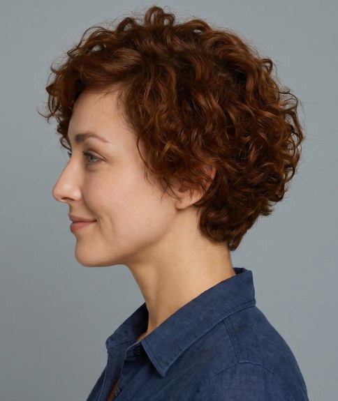 Cabello corto con una mezcla de longitudes y rizos