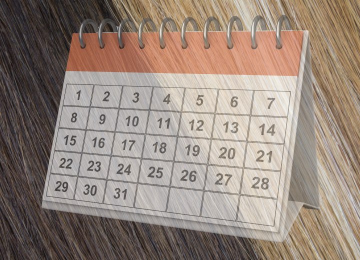 Calendario de coloración capilar