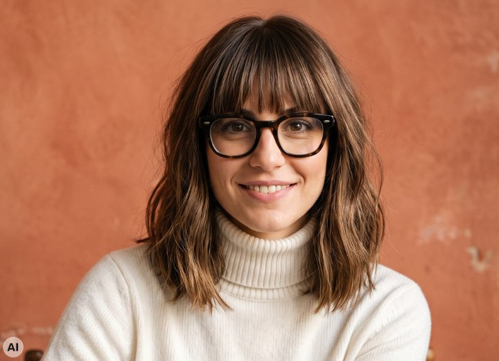 Chica con flequillo largo y gafas